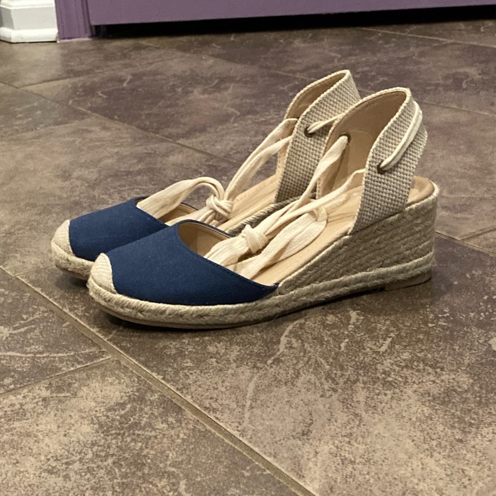 Navy & Jute Wedge
